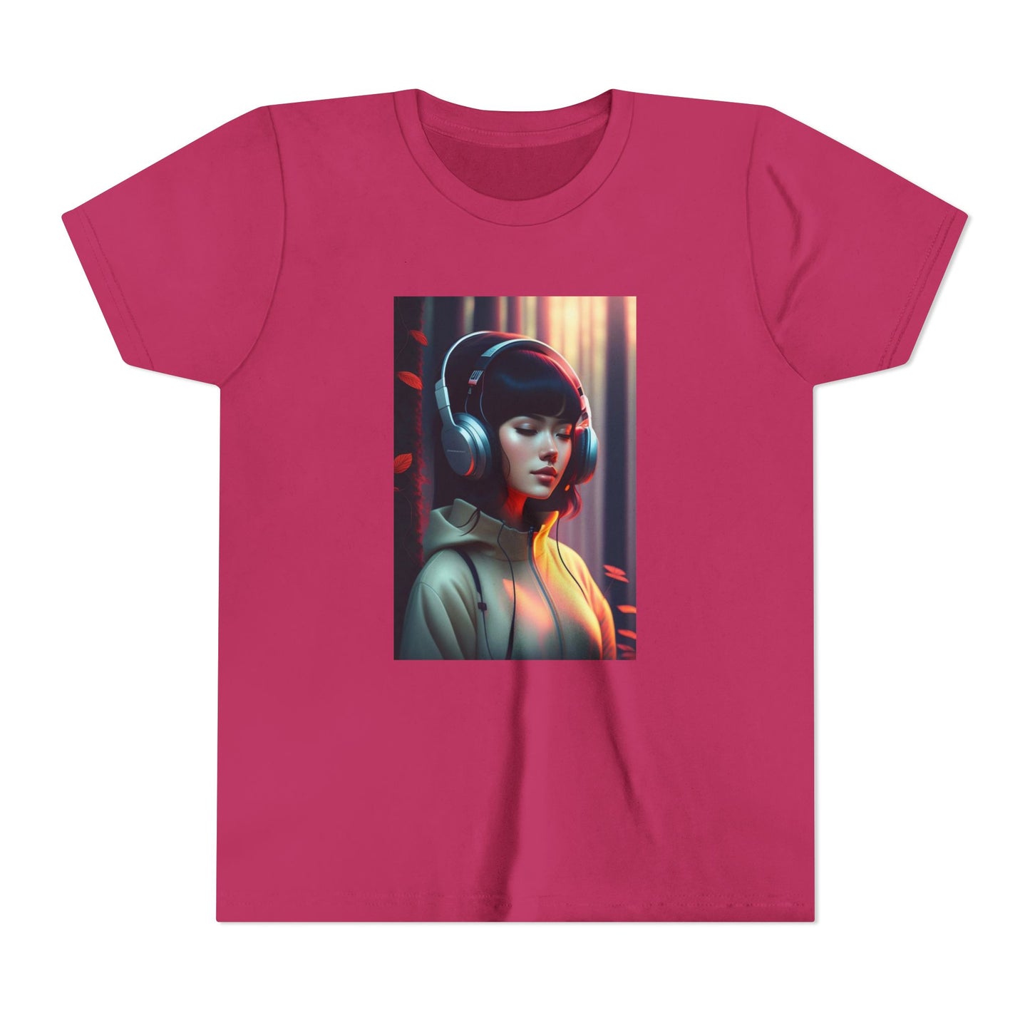 Youth Tee with Headphones Artwork, Trendy Kids Shirt, Perfect Gift for Music Lovers, Fun Apparel for Birthdays, Everyday Wear