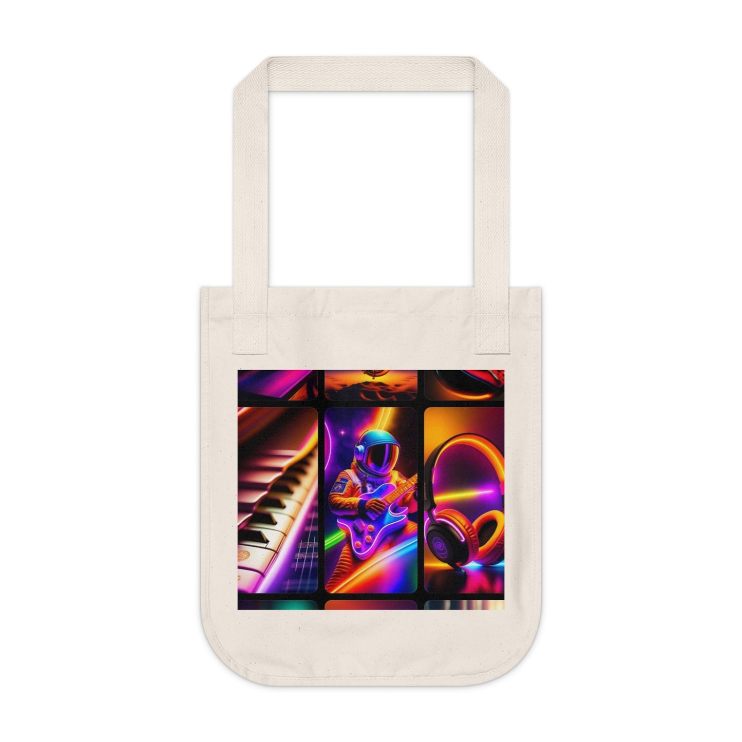 Electric Vibes Organic Canvas Tote Bag, Music Lovers Gift, Eco-Friendly Beach Bag, Colorful Shopping Tote, Groovy Art Carryall