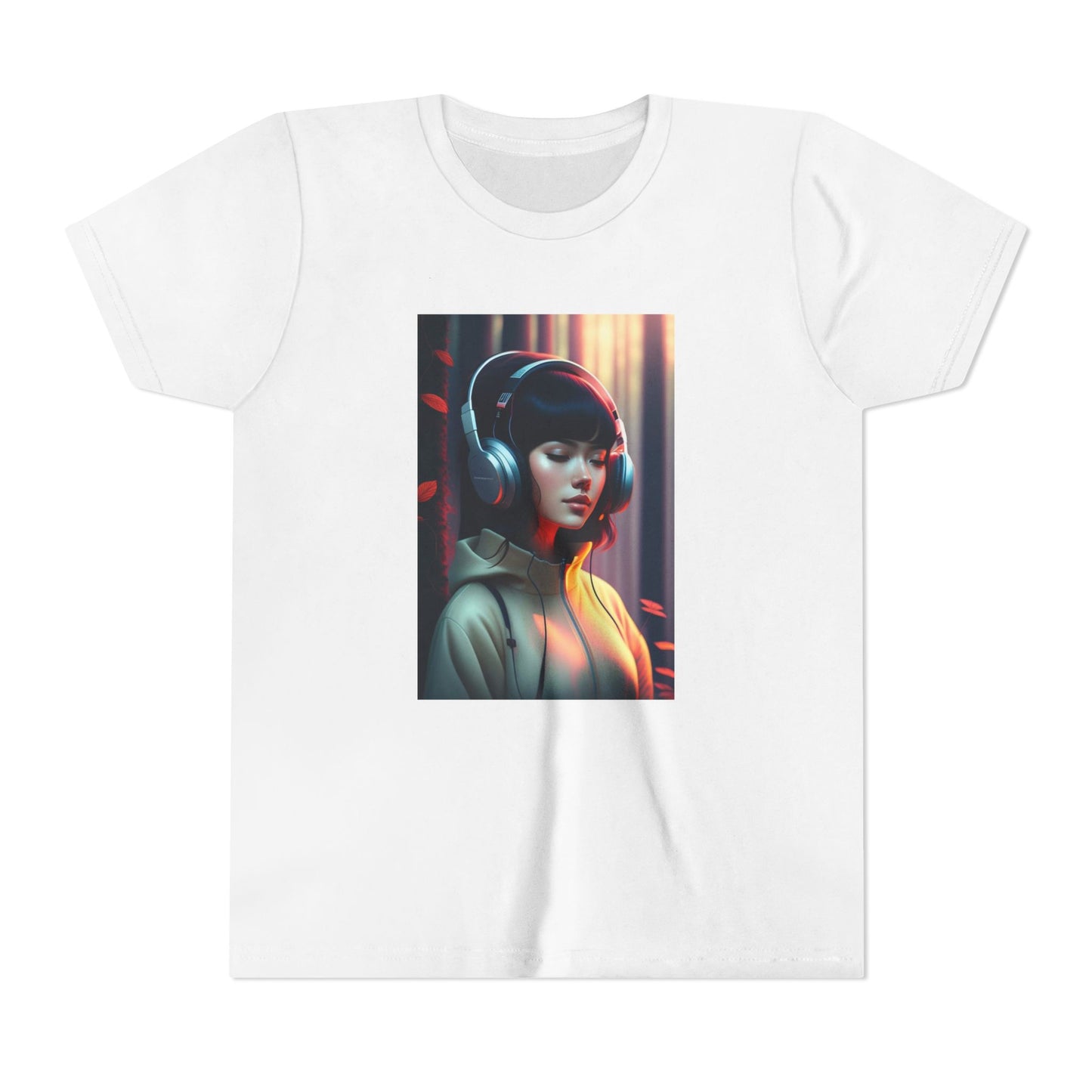 Youth Tee with Headphones Artwork, Trendy Kids Shirt, Perfect Gift for Music Lovers, Fun Apparel for Birthdays, Everyday Wear