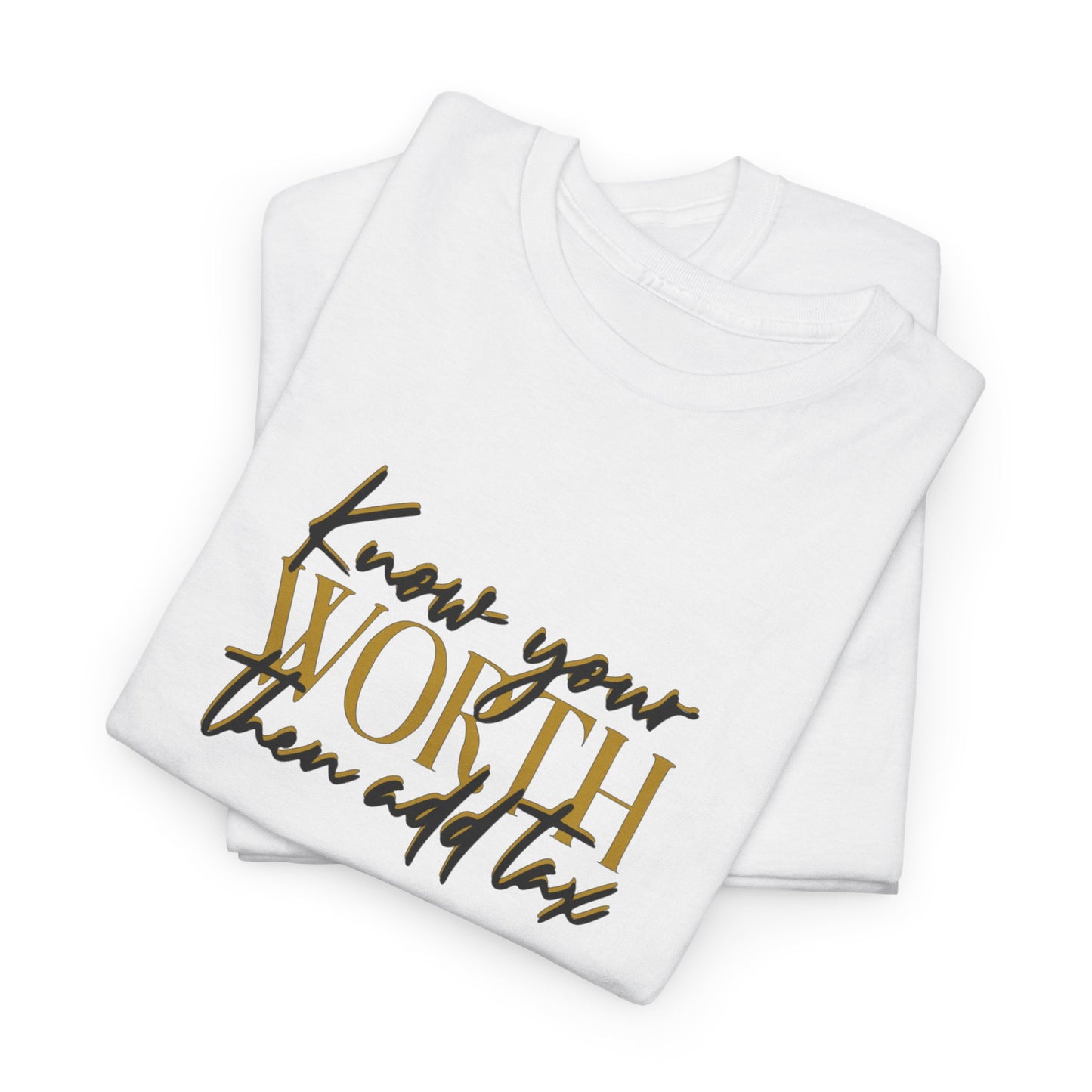 Inspirational Unisex Heavy Cotton Tee - 'Know Your Worth'