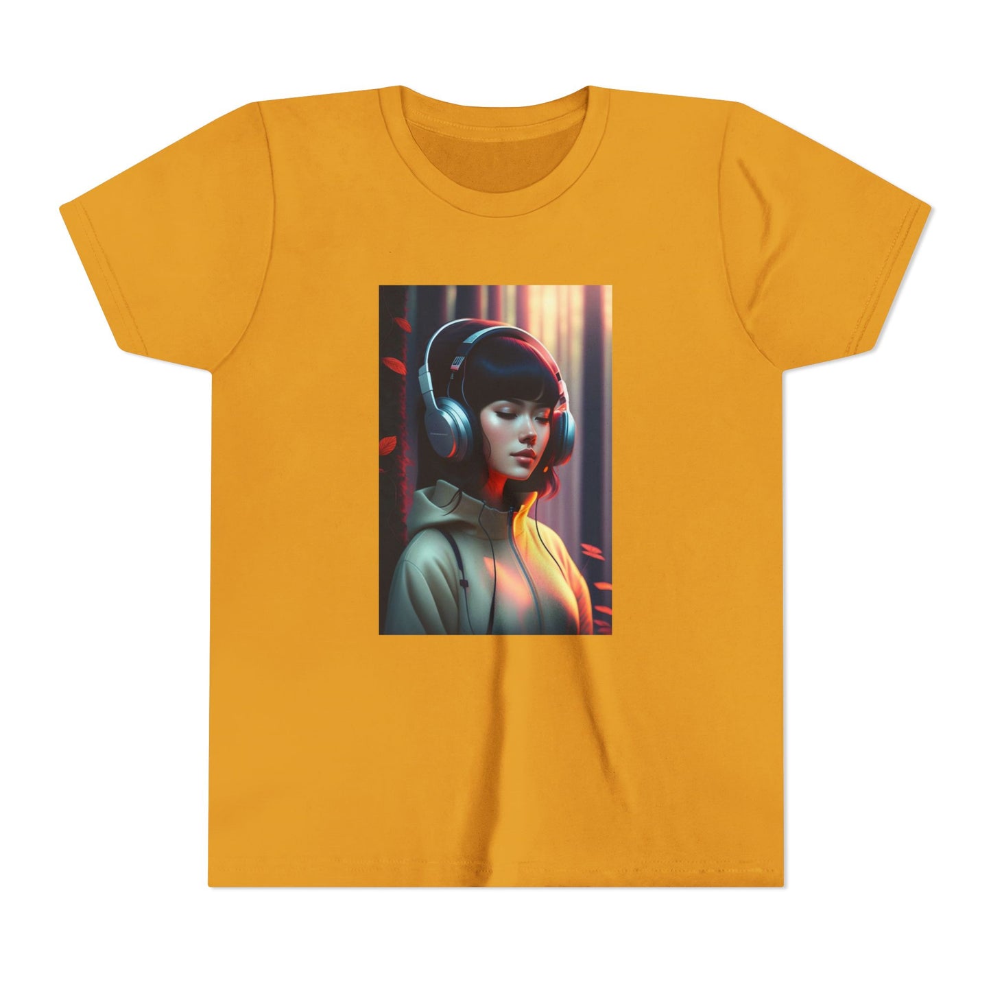 Youth Tee with Headphones Artwork, Trendy Kids Shirt, Perfect Gift for Music Lovers, Fun Apparel for Birthdays, Everyday Wear