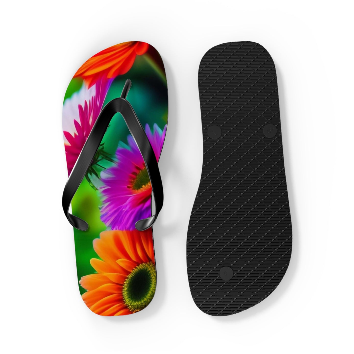 Colorful Floral Flip Flops | Vibrant Summer Sandals, Beachwear, Vacation Essentials, Gift for Her, Poolside Fashion
