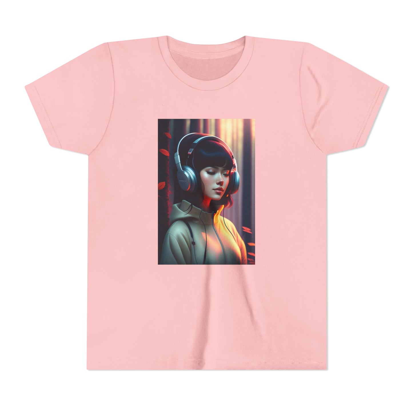 Youth Tee with Headphones Artwork, Trendy Kids Shirt, Perfect Gift for Music Lovers, Fun Apparel for Birthdays, Everyday Wear