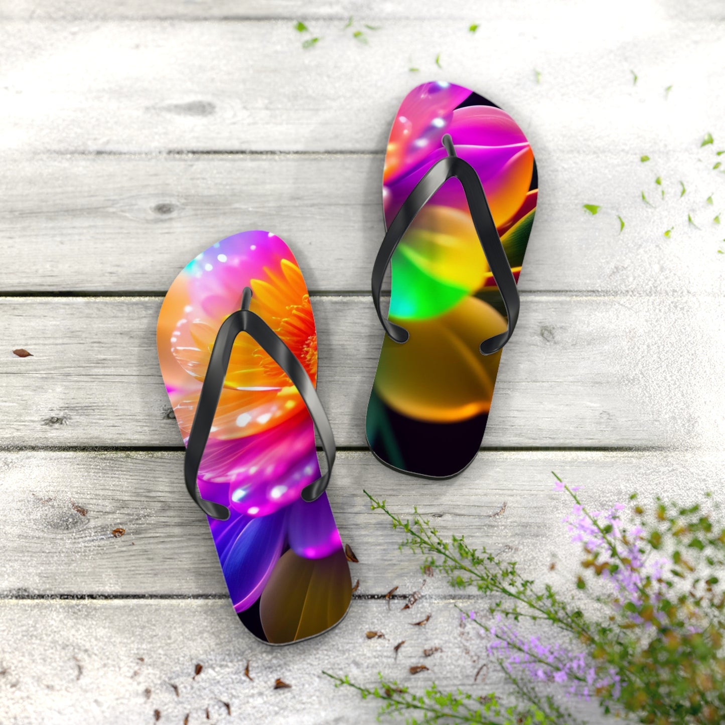 Colorful Floral Flip Flops | Vacation Sandals, Summer Beachwear, Festival Footwear, Pool Slides, Gifts for Her
