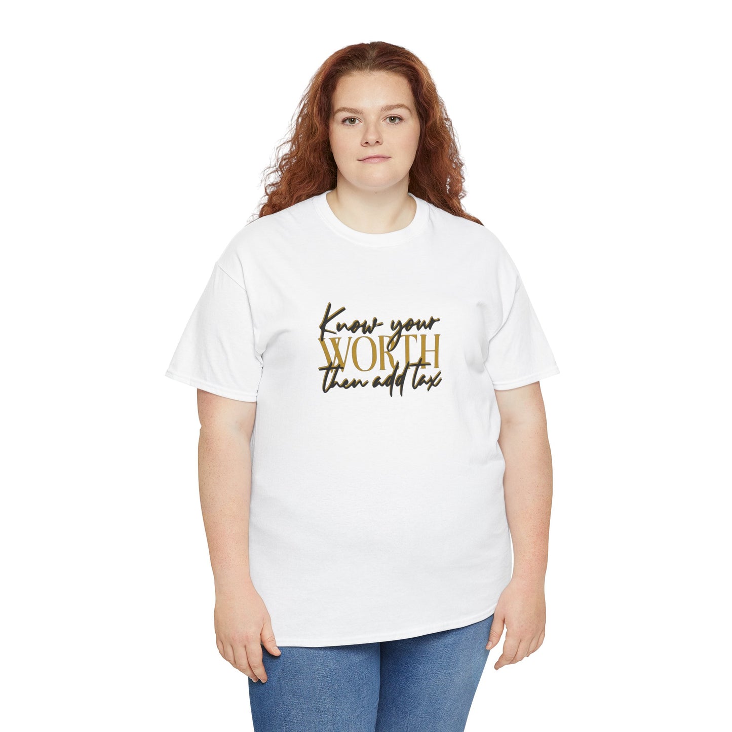 Inspirational Unisex Heavy Cotton Tee - 'Know Your Worth'