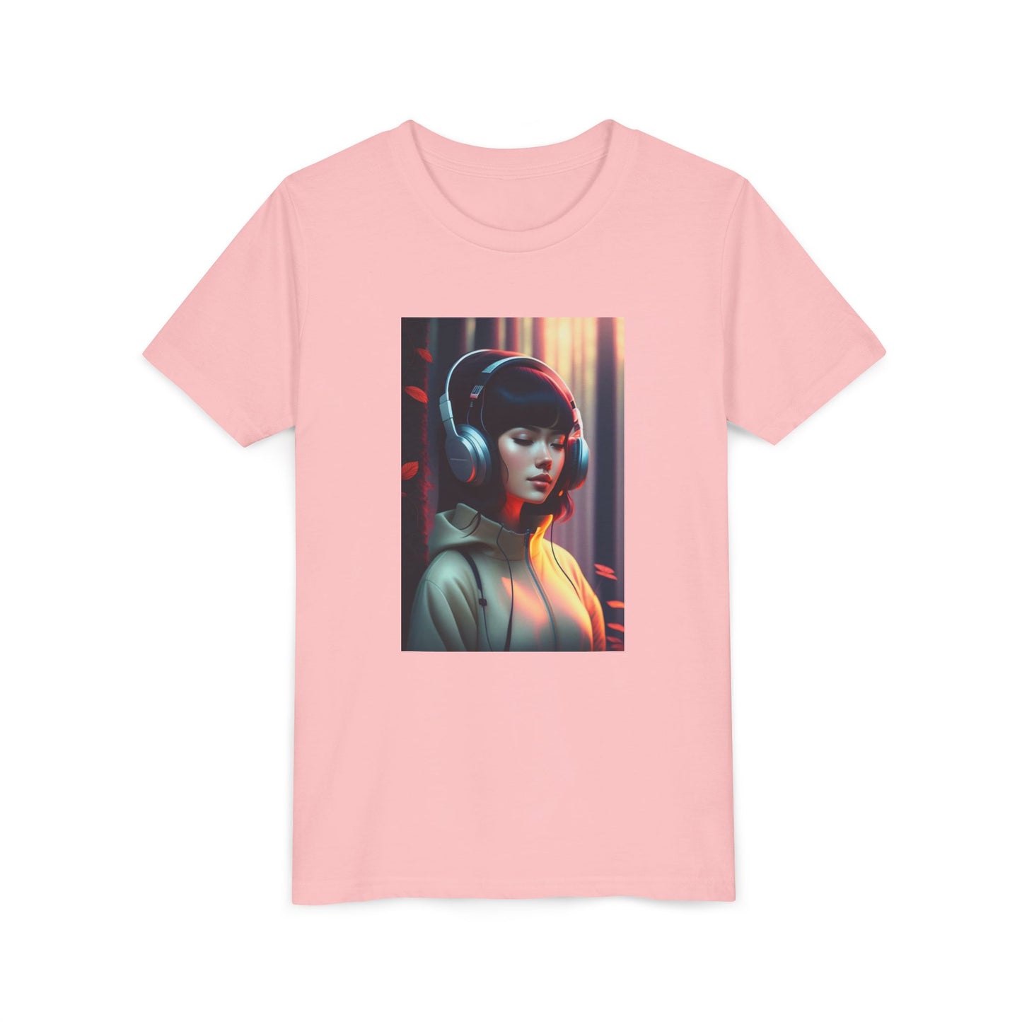 Youth Tee with Headphones Artwork, Trendy Kids Shirt, Perfect Gift for Music Lovers, Fun Apparel for Birthdays, Everyday Wear