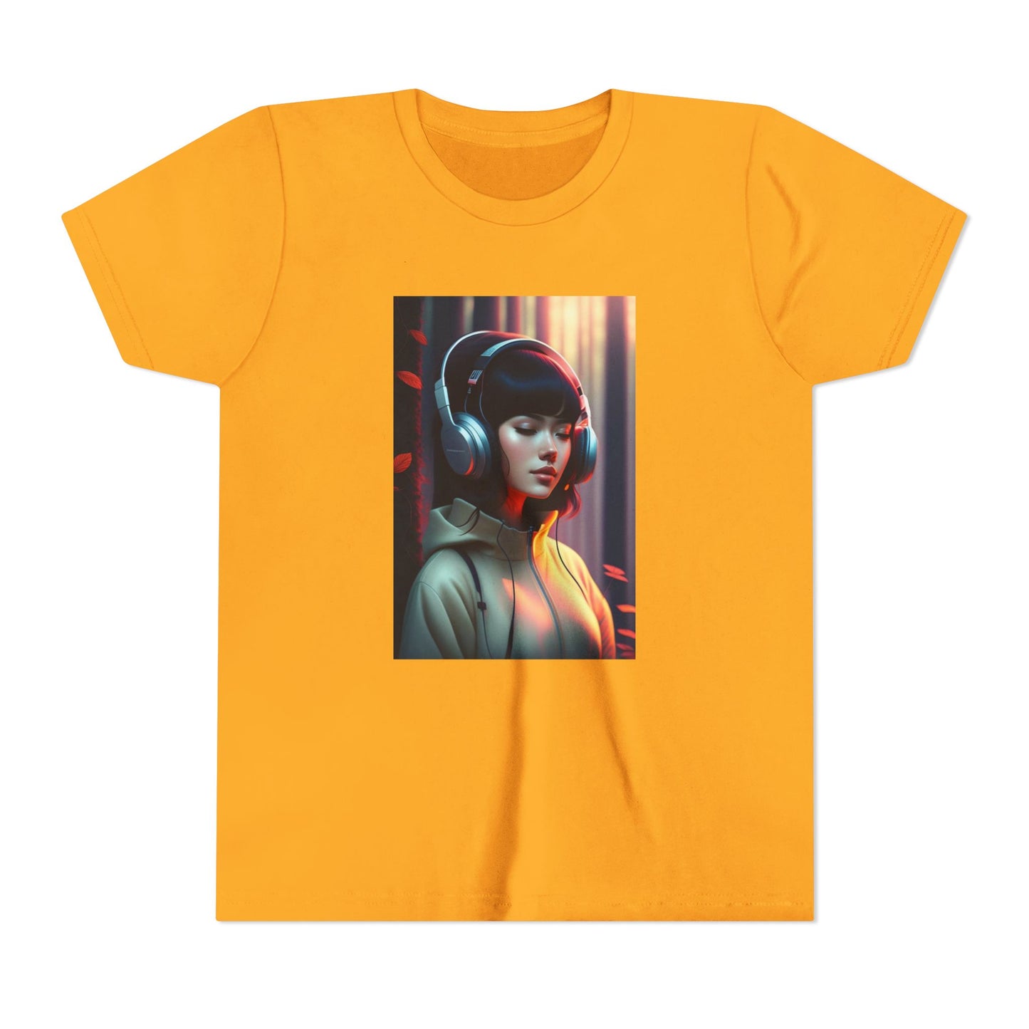 Youth Tee with Headphones Artwork, Trendy Kids Shirt, Perfect Gift for Music Lovers, Fun Apparel for Birthdays, Everyday Wear