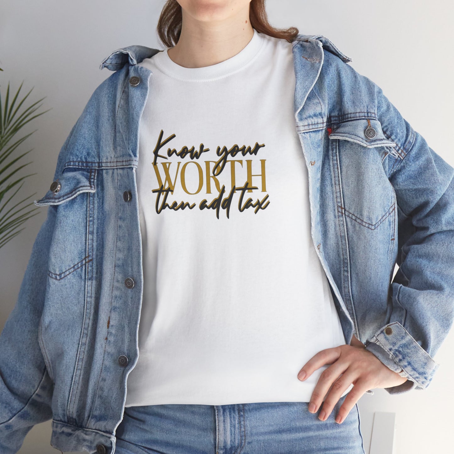Inspirational Unisex Heavy Cotton Tee - 'Know Your Worth'