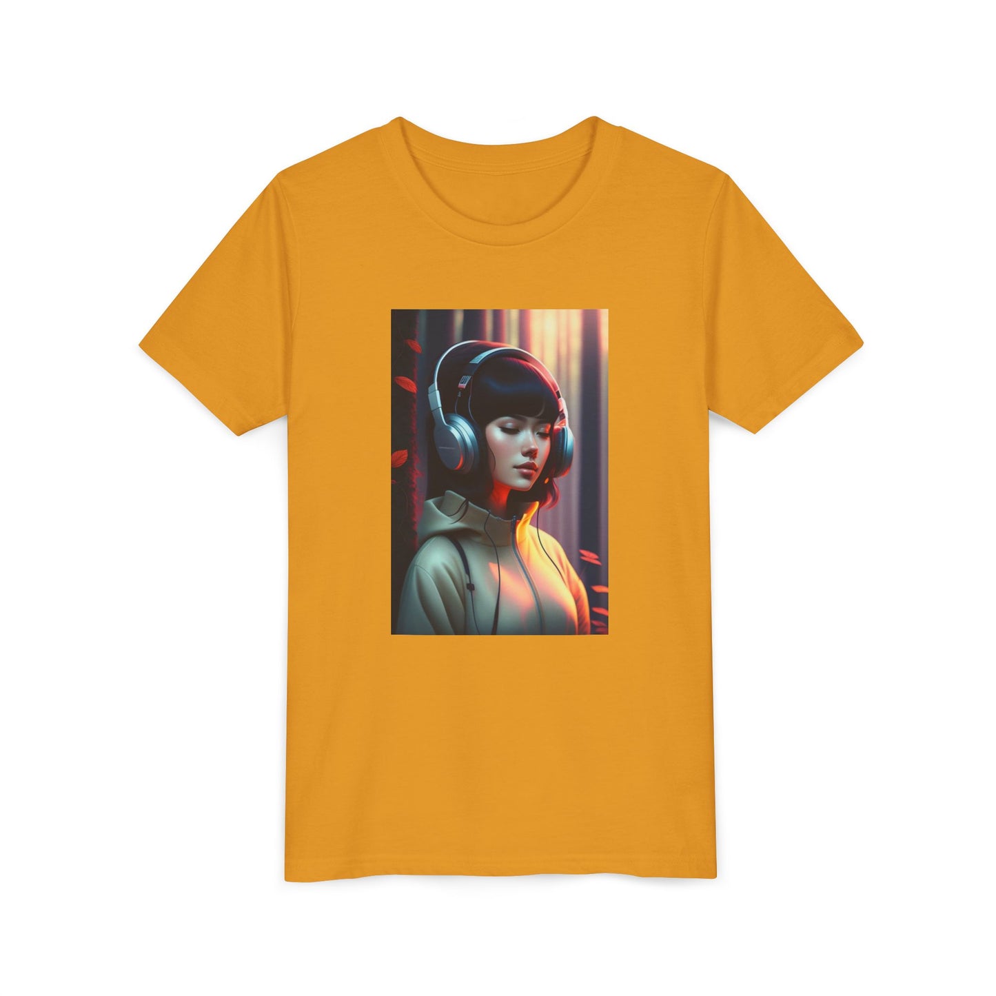 Youth Tee with Headphones Artwork, Trendy Kids Shirt, Perfect Gift for Music Lovers, Fun Apparel for Birthdays, Everyday Wear
