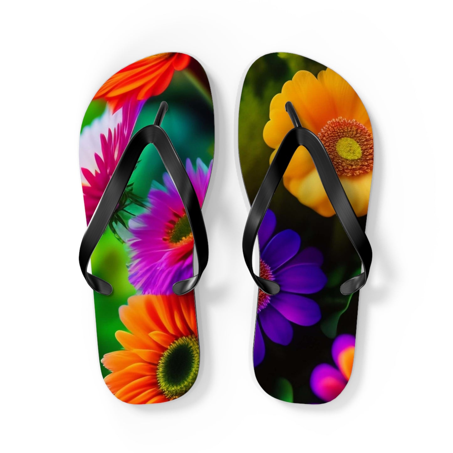Colorful Floral Flip Flops | Vibrant Summer Sandals, Beachwear, Vacation Essentials, Gift for Her, Poolside Fashion