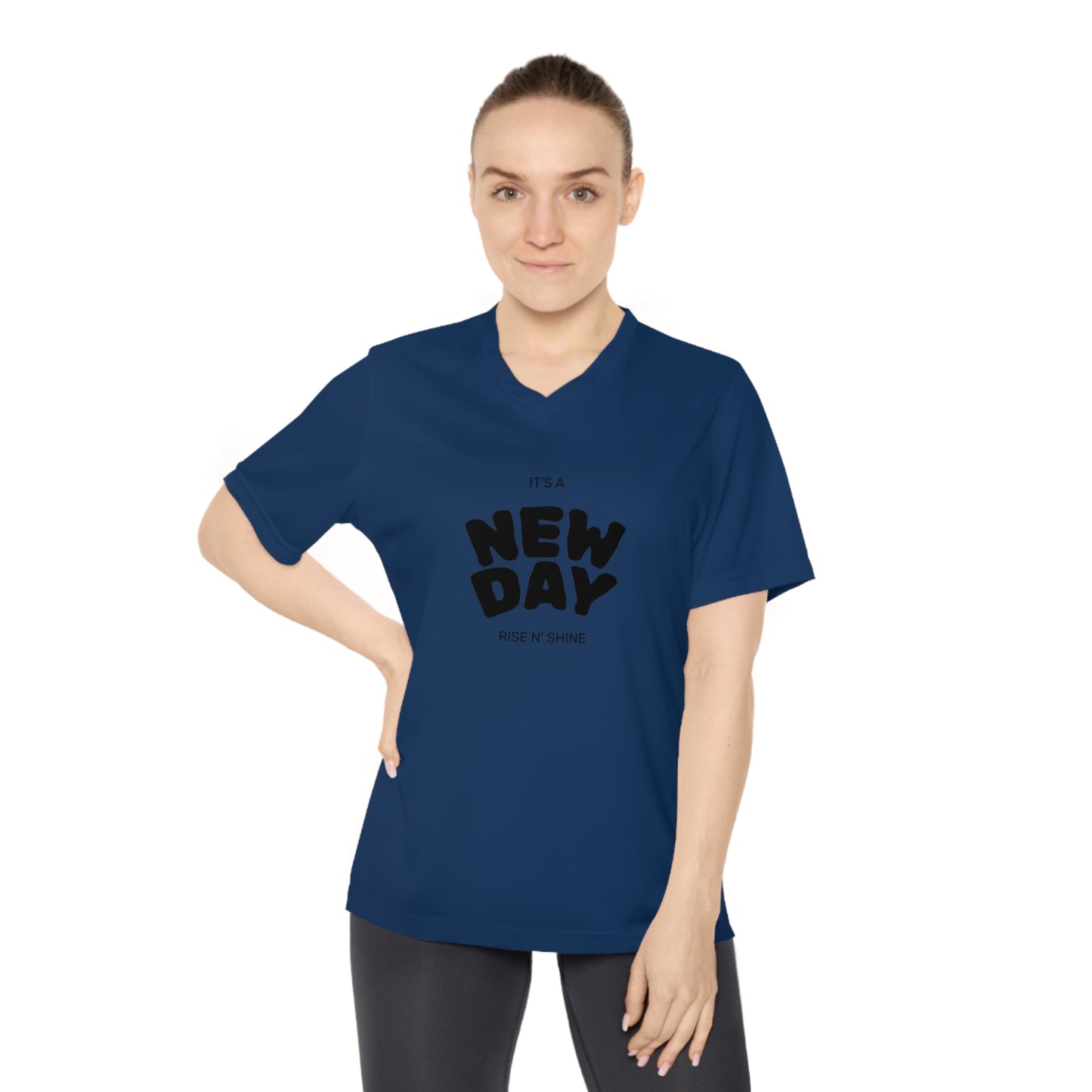 Motivational V-Neck T-Shirt for Women, Workout Tee, Casual Top, Gift for Fitness Lovers, New Day Inspiration