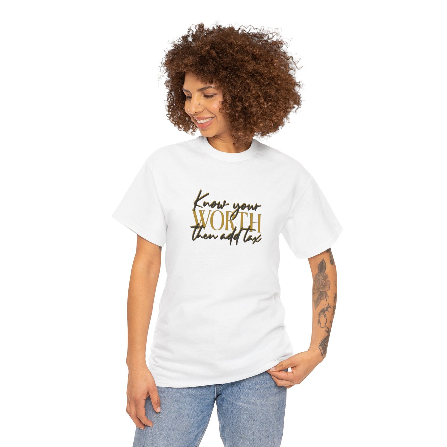 Inspirational Unisex Heavy Cotton Tee - 'Know Your Worth'