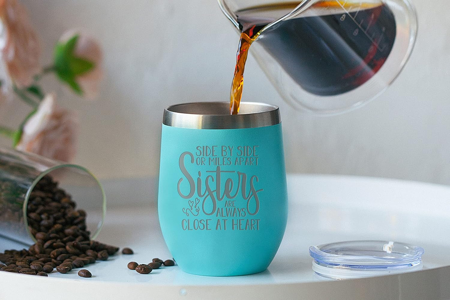 Sister Gifts from Sisters - Sisters Are Always Close at Heart - Unique Gifts - Little Sister Gifts Ideas - Birthday Gifts - Tumblers for Women - 12 Oz Mint