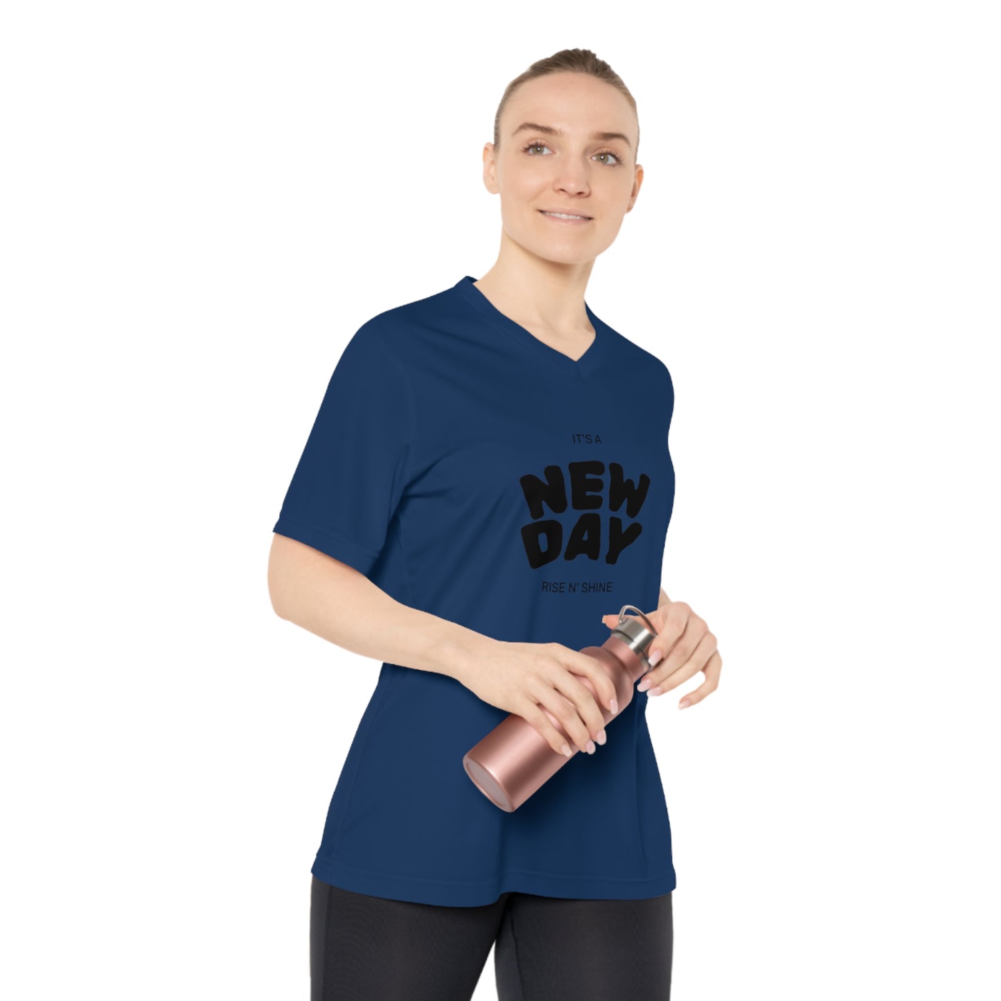 Motivational V-Neck T-Shirt for Women, Workout Tee, Casual Top, Gift for Fitness Lovers, New Day Inspiration