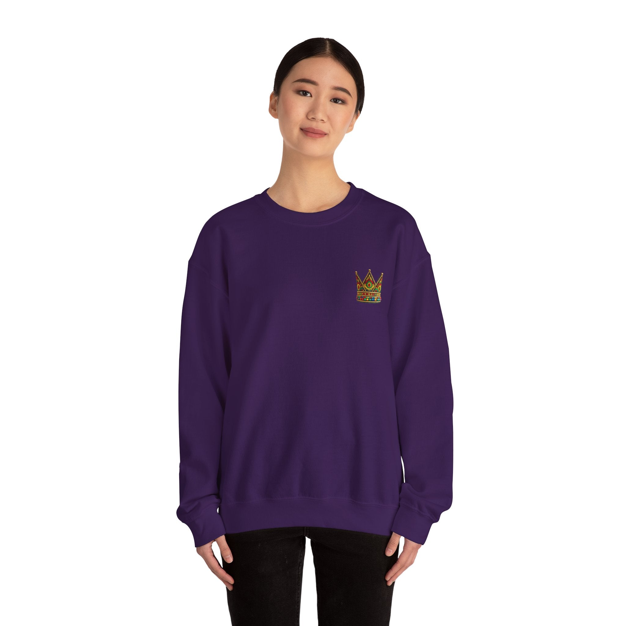Embroidered Beaded Crown Crewneck Sweatshirt