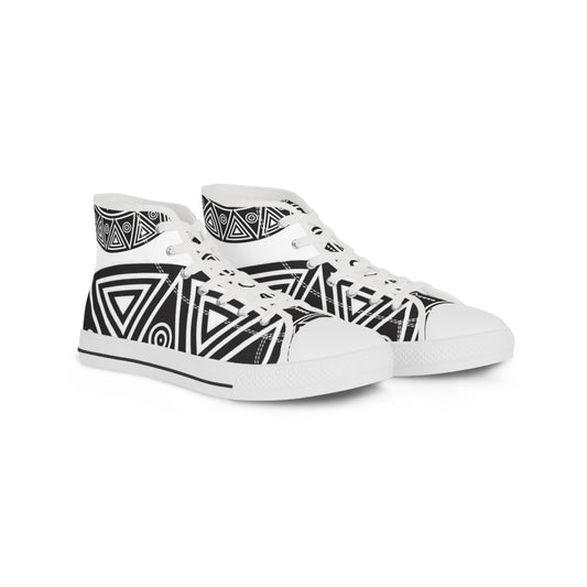 Stylish High Top Sneakers - Bold Geometric Design, Trendy Footwear for Casual Outings, Gift for Him, Streetwear Essentials