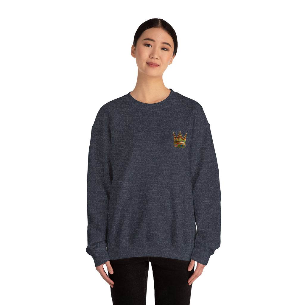 Embroidered Beaded Crown Crewneck Sweatshirt