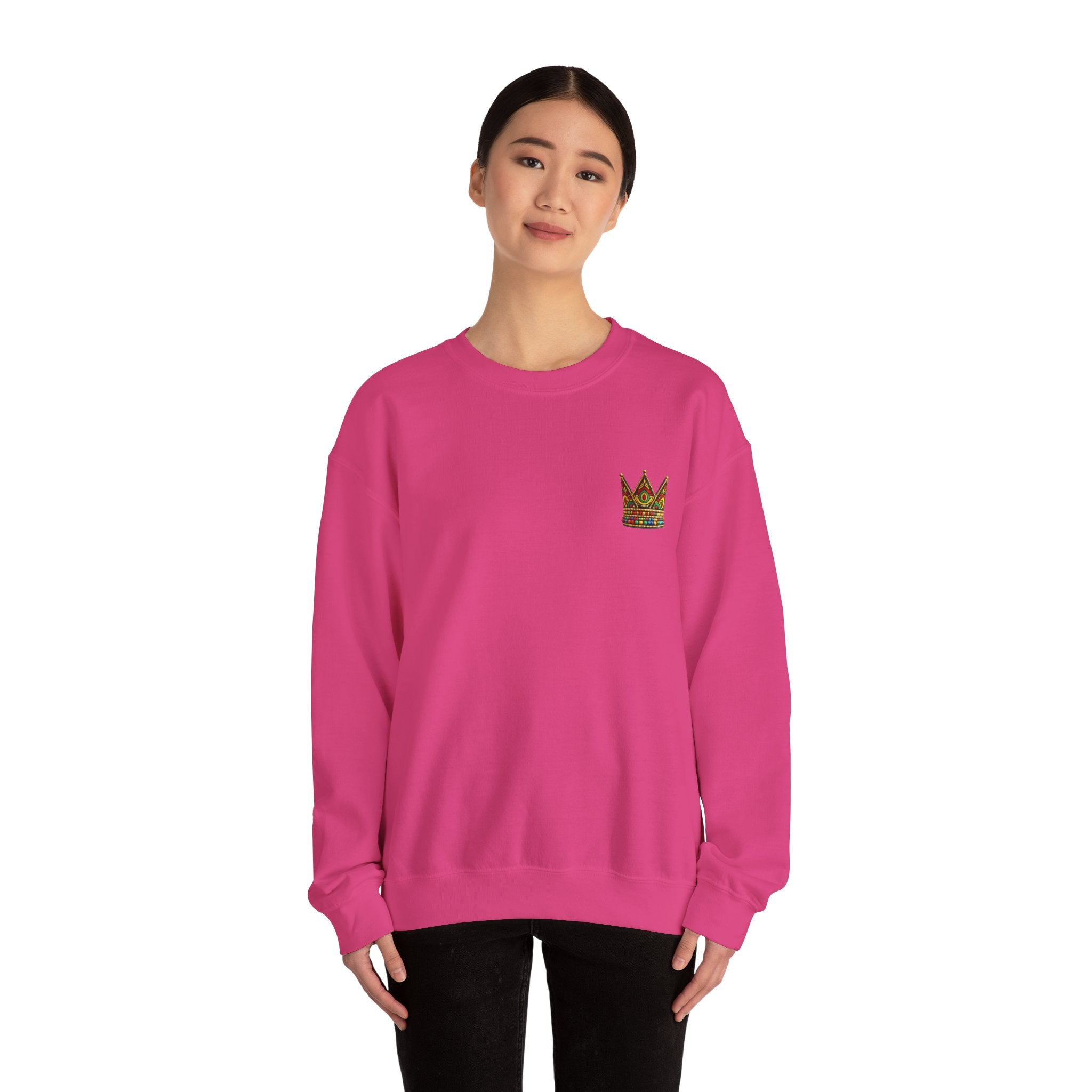 Embroidered Beaded Crown Crewneck Sweatshirt