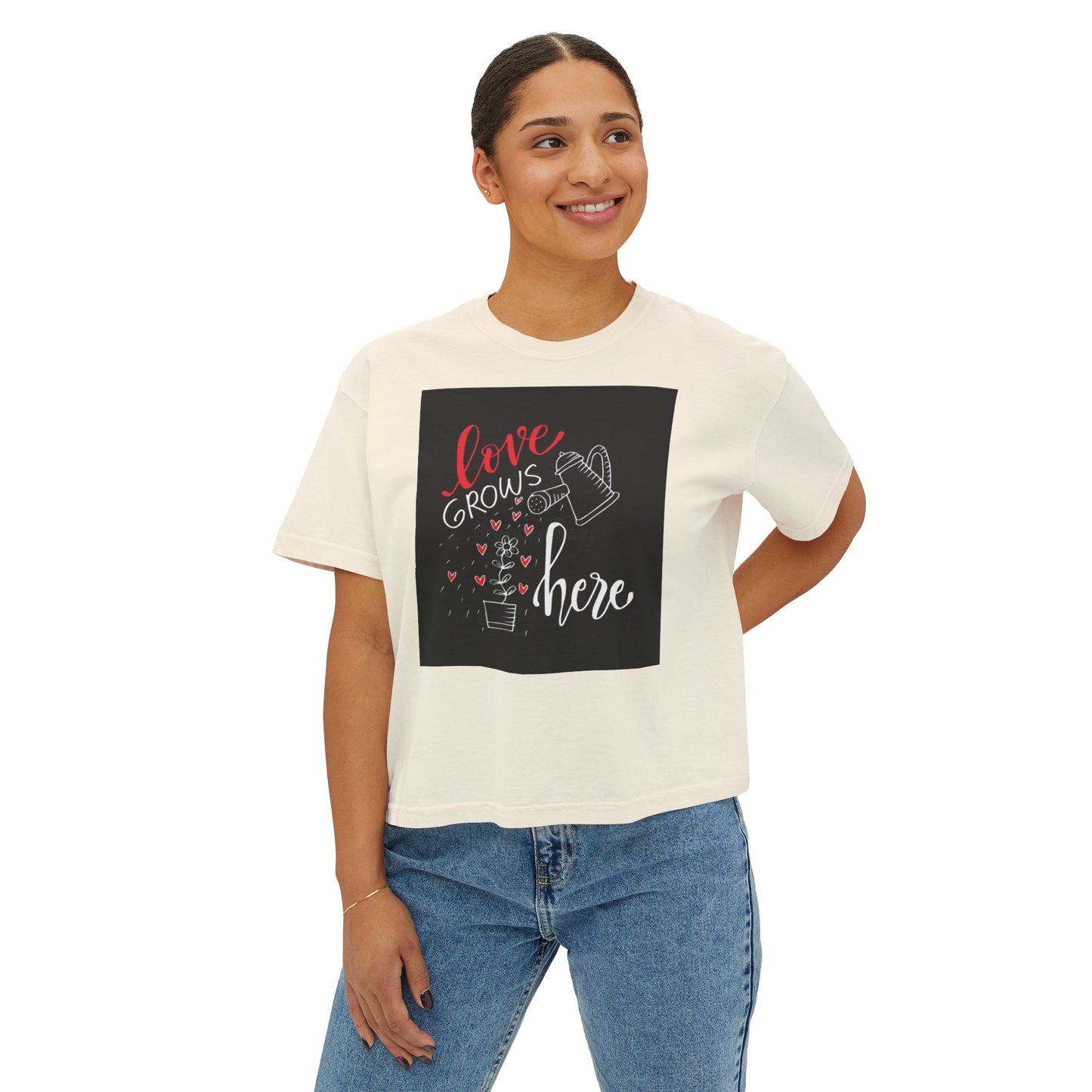 Boxy Tee Love Grows Here Shirt