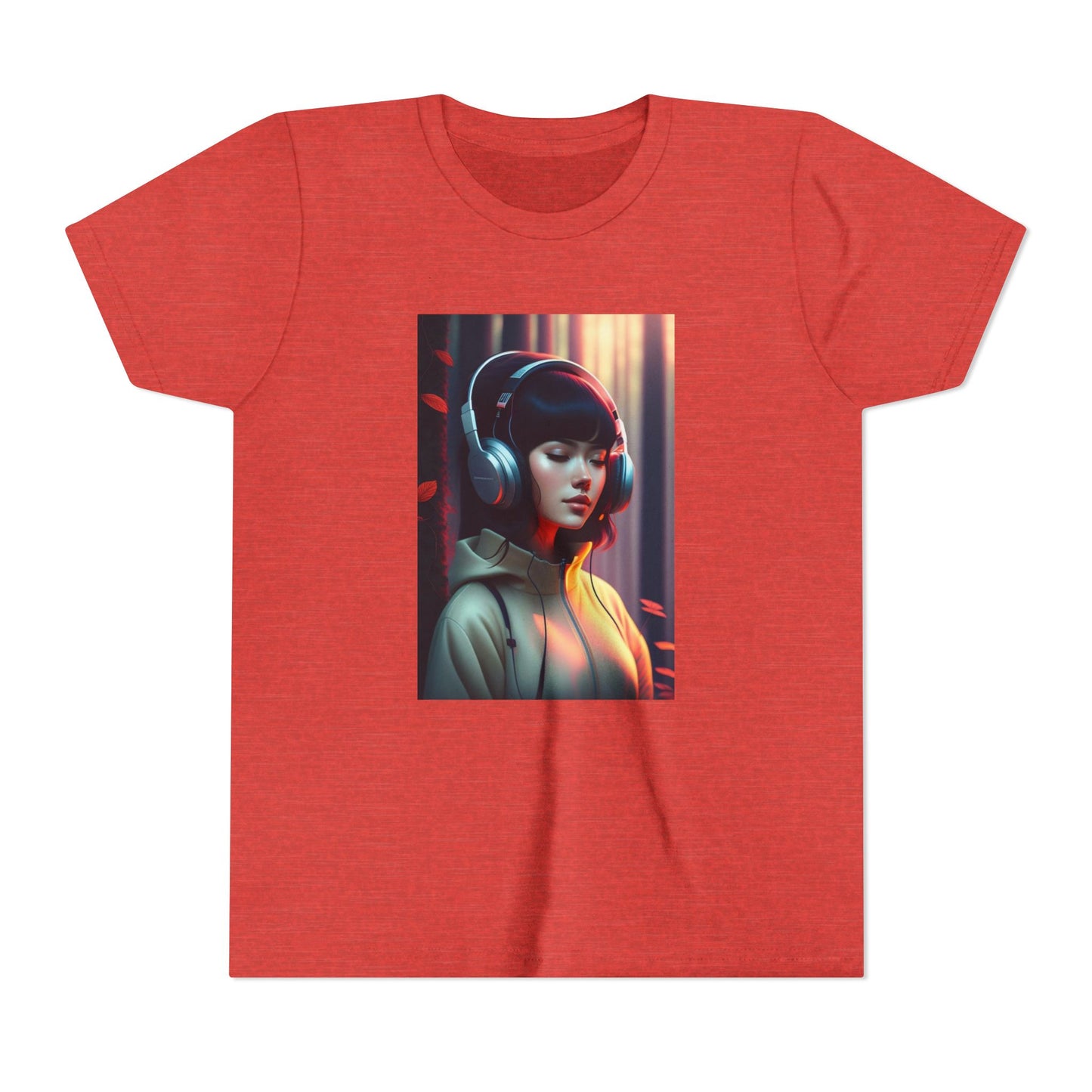 Youth Tee with Headphones Artwork, Trendy Kids Shirt, Perfect Gift for Music Lovers, Fun Apparel for Birthdays, Everyday Wear