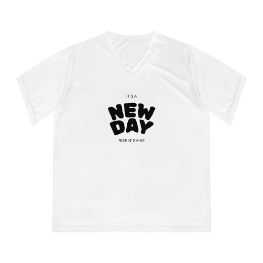 Motivational V-Neck T-Shirt for Women, Workout Tee, Casual Top, Gift for Fitness Lovers, New Day Inspiration