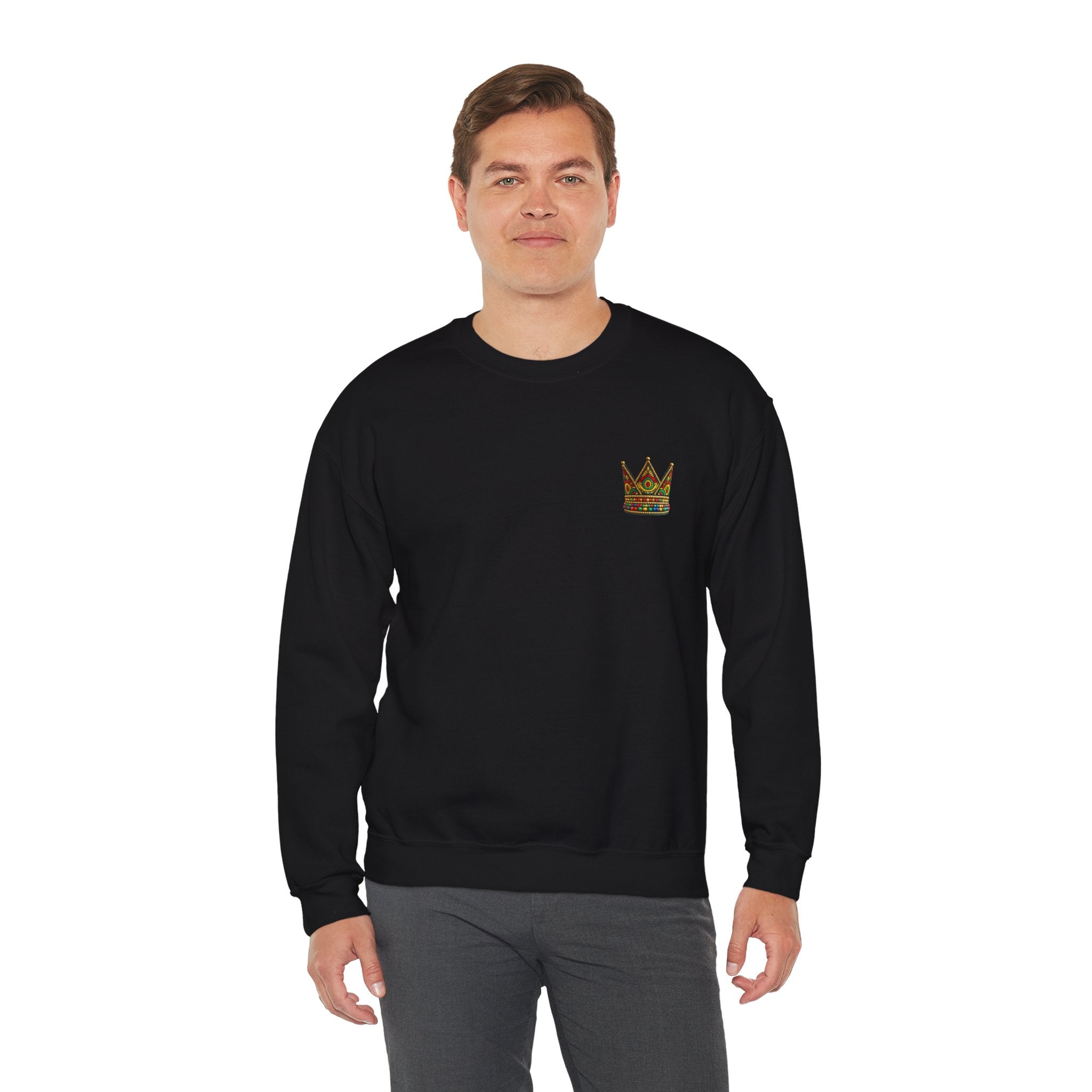 Embroidered Beaded Crown Crewneck Sweatshirt