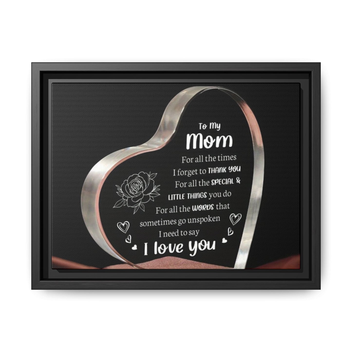 Heartfelt Mom Tribute Canvas Art, Framed Wall Decor, Mother's Day Gift, Inspirational Home Decor, Love Quote Wall Art