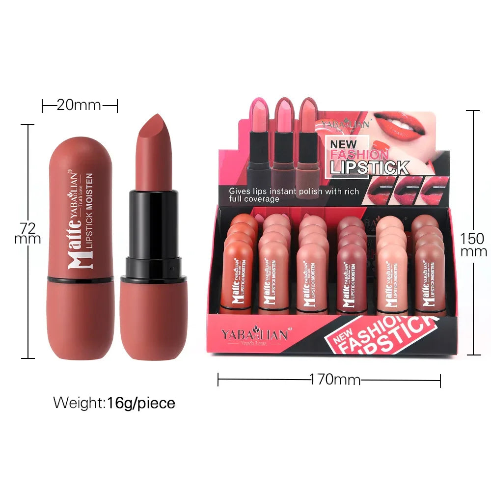 6 Colors Sexy Matte Lipstick Waterproof Long Lasting Color Rendering Non-Stick Velvet Lips Liner Pencil Woman Makeup Cosmetics