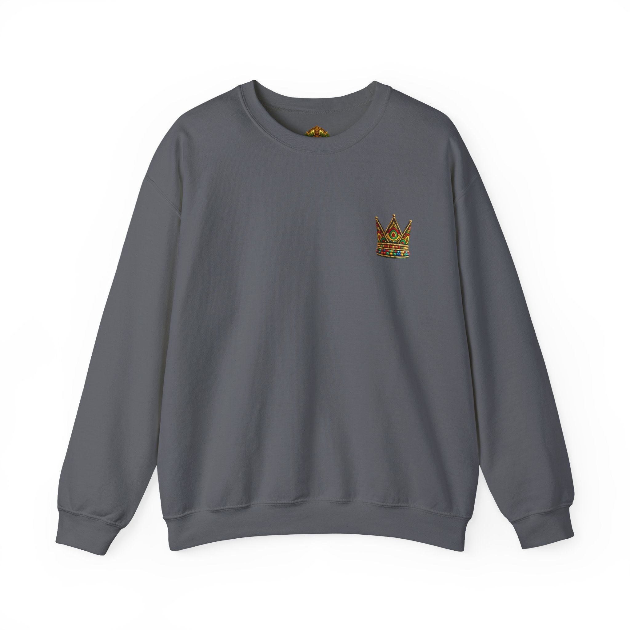 Embroidered Beaded Crown Crewneck Sweatshirt