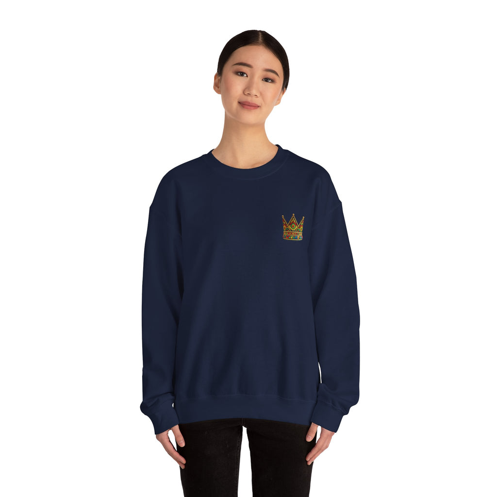 Embroidered Beaded Crown Crewneck Sweatshirt