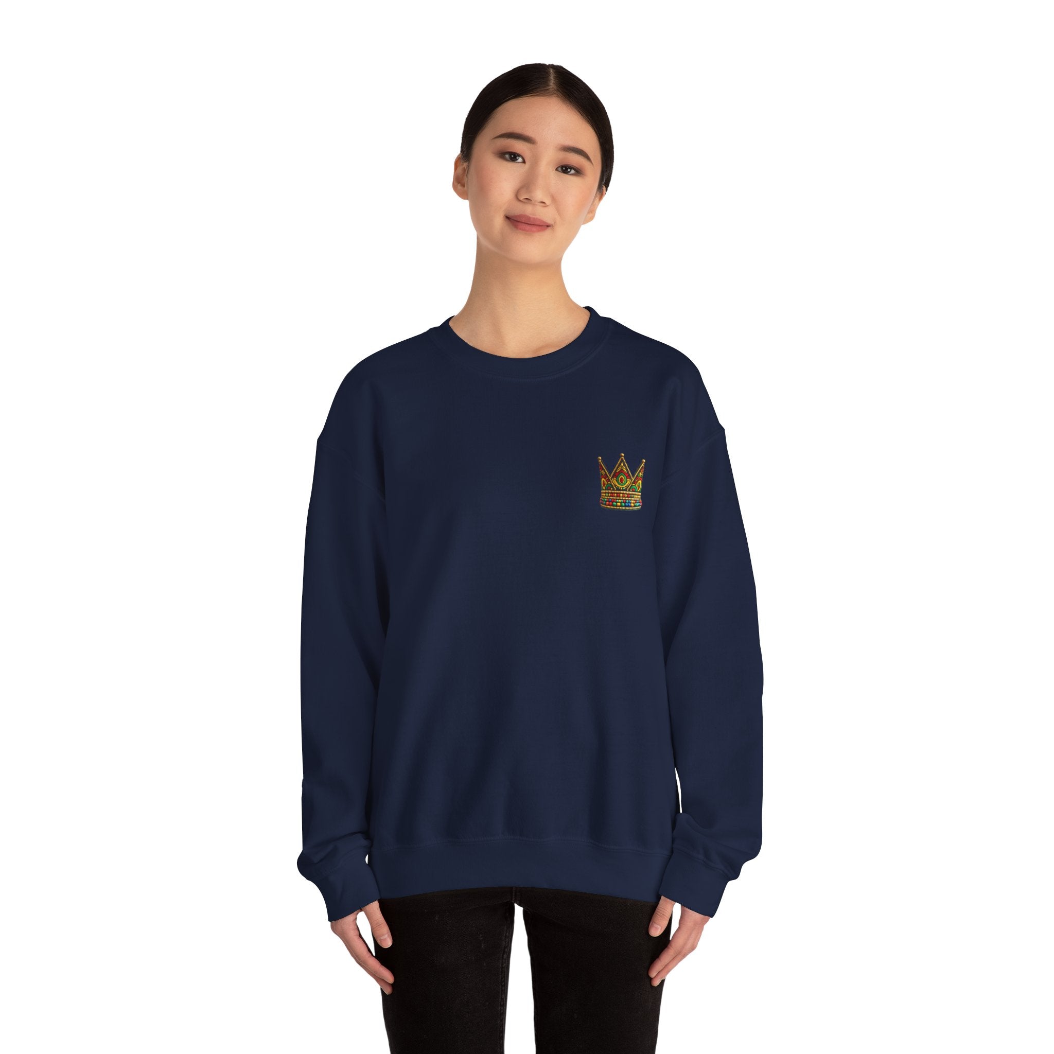 Embroidered Beaded Crown Crewneck Sweatshirt