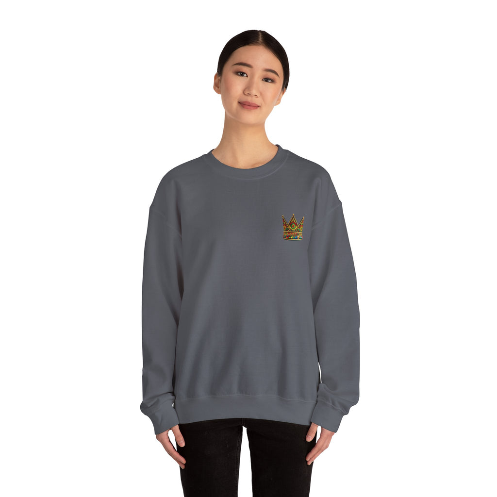 Embroidered Beaded Crown Crewneck Sweatshirt