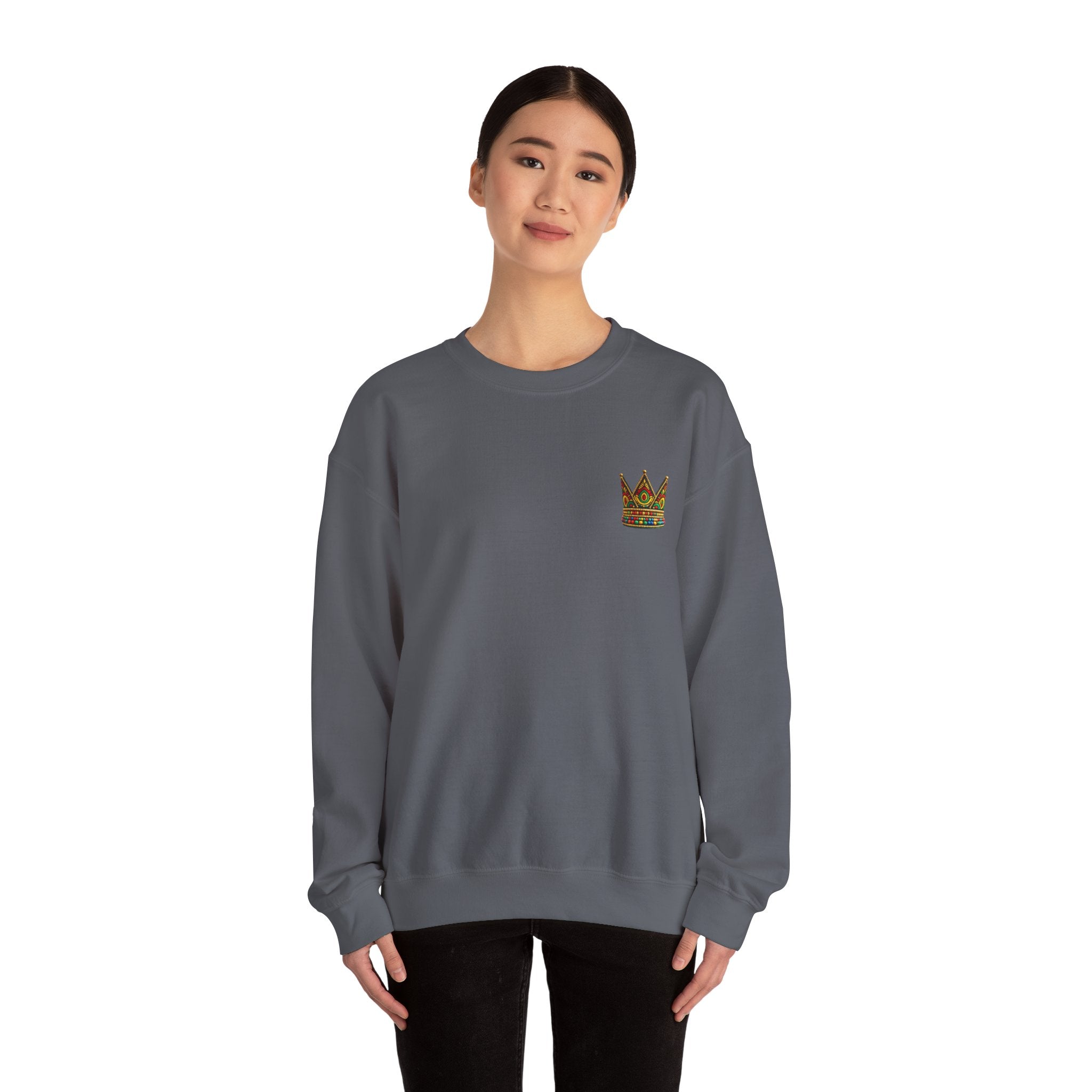 Embroidered Beaded Crown Crewneck Sweatshirt