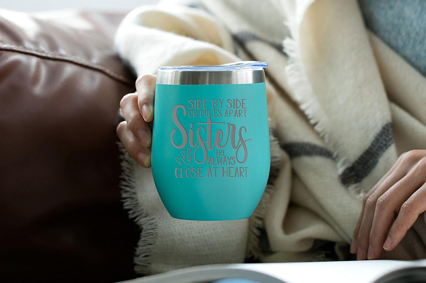 Sister Gifts from Sisters - Sisters Are Always Close at Heart - Unique Gifts - Little Sister Gifts Ideas - Birthday Gifts - Tumblers for Women - 12 Oz Mint