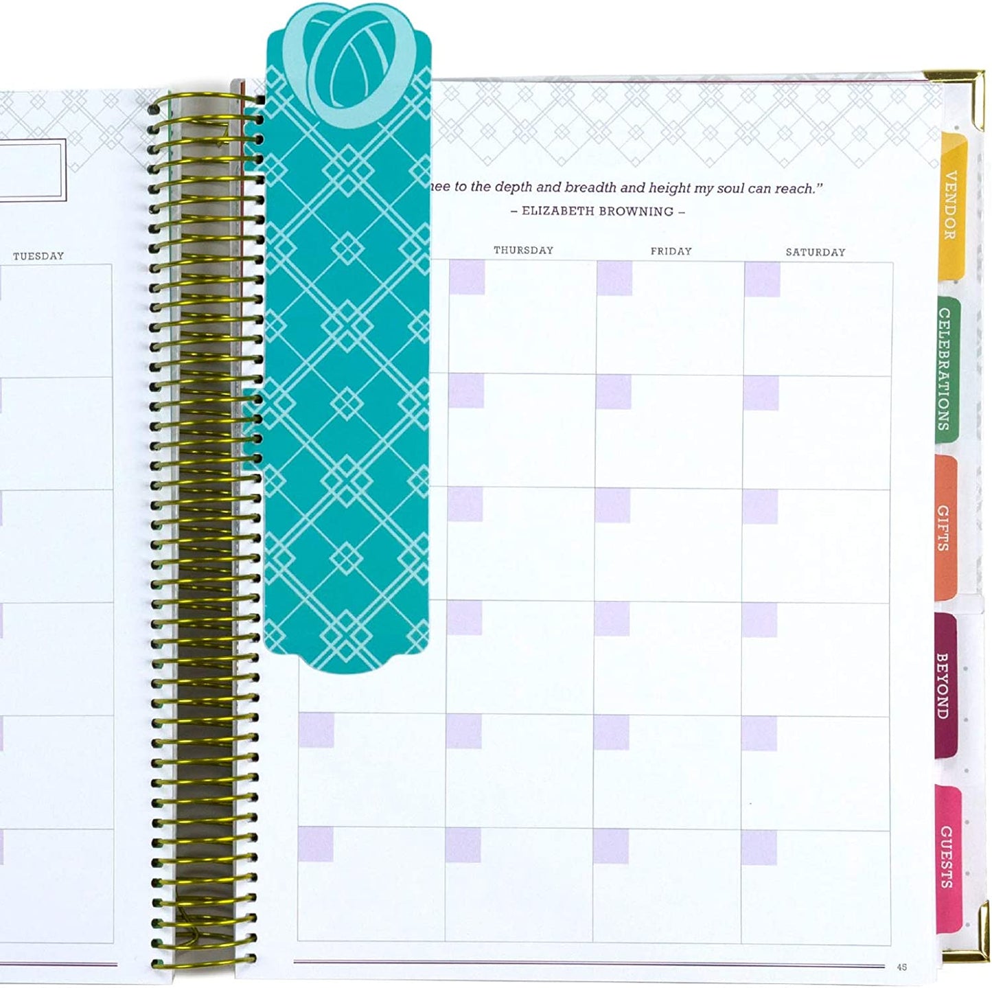 Wedding Planner 9X11 Hardcover Organizer, Bookmark, Planning Stickers, Business Card Holder, and Pocket Folders