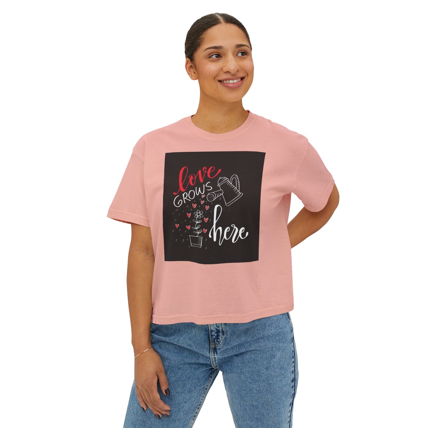 Boxy Tee Love Grows Here Shirt