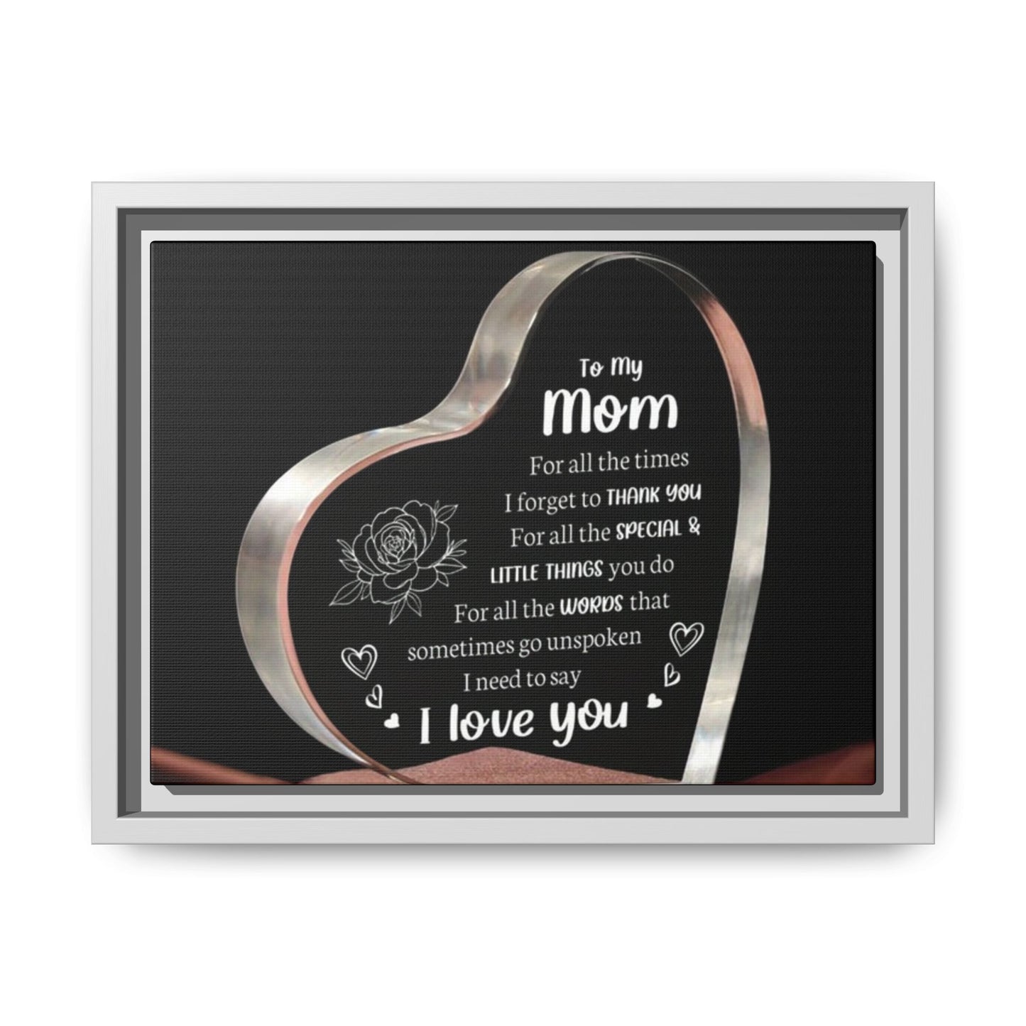 Heartfelt Mom Tribute Canvas Art, Framed Wall Decor, Mother's Day Gift, Inspirational Home Decor, Love Quote Wall Art