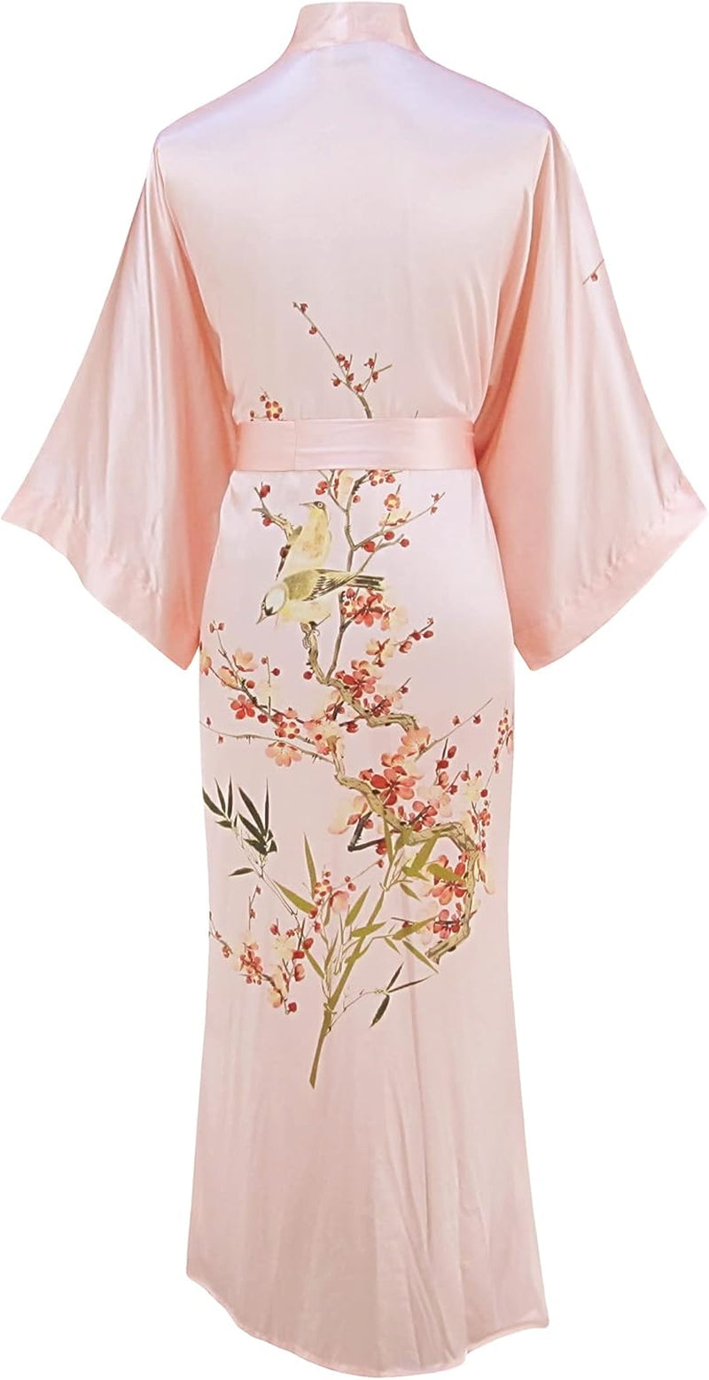 Women'S 100% Silk Kimono Long Robe - Classic Colors and Prints