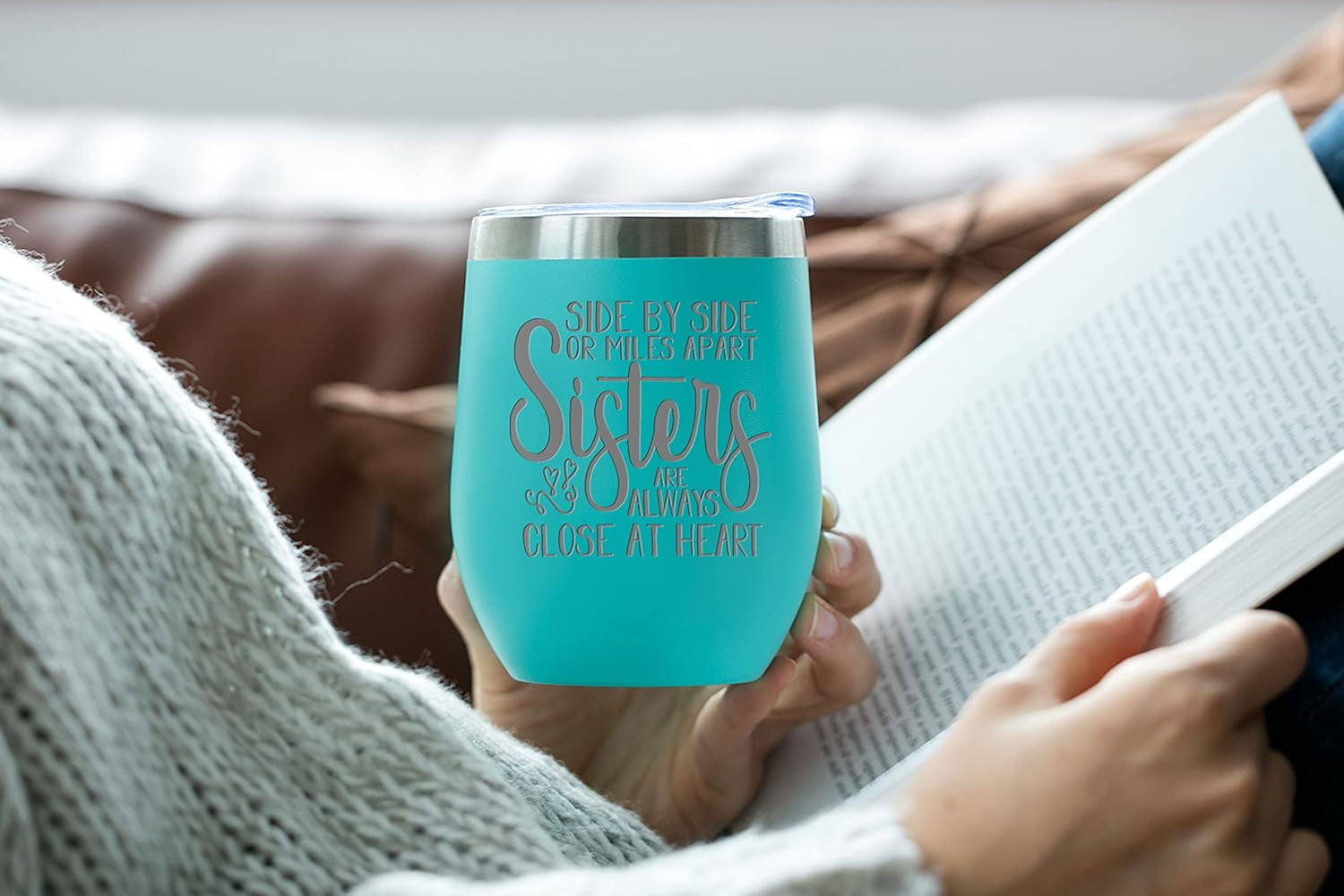 Sister Gifts from Sisters - Sisters Are Always Close at Heart - Unique Gifts - Little Sister Gifts Ideas - Birthday Gifts - Tumblers for Women - 12 Oz Mint