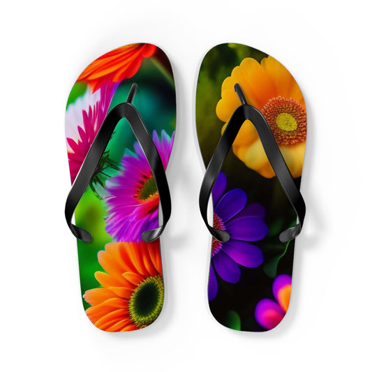 Colorful Floral Flip Flops | Vibrant Summer Sandals, Beachwear, Vacation Essentials, Gift for Her, Poolside Fashion