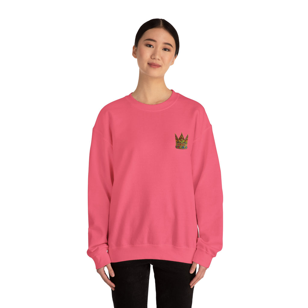 Embroidered Beaded Crown Crewneck Sweatshirt