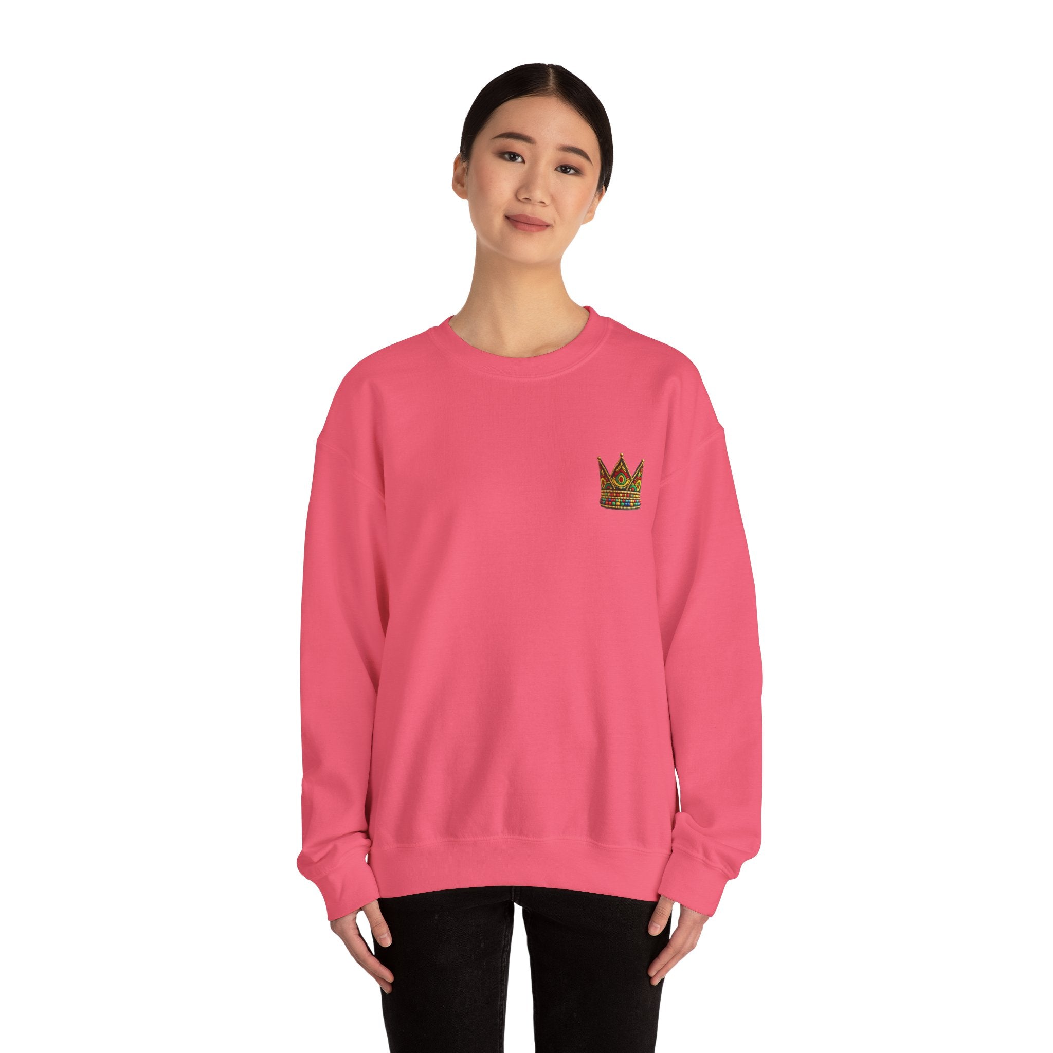 Embroidered Beaded Crown Crewneck Sweatshirt