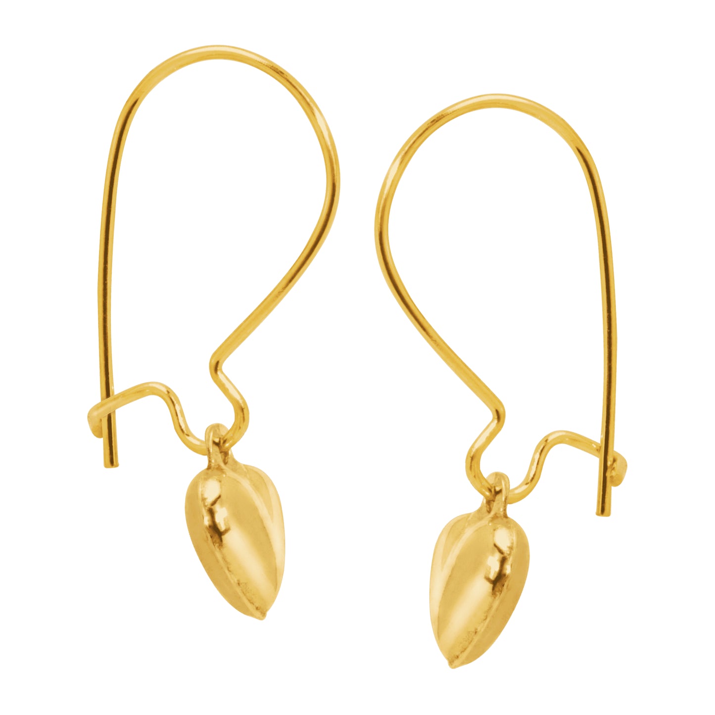 Eternity Gold Puffed Heart Drop Earrings in 14K Yellow Gold