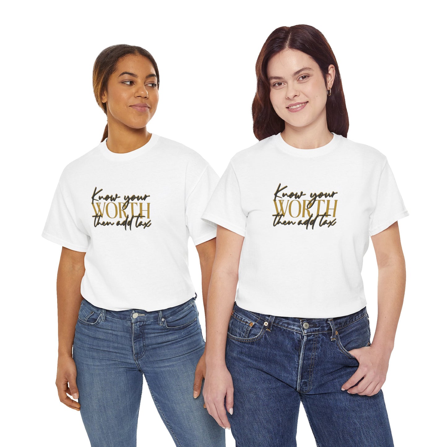 Inspirational Unisex Heavy Cotton Tee - 'Know Your Worth'