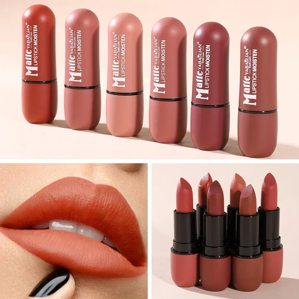 6 Colors Sexy Matte Lipstick Waterproof Long Lasting Color Rendering Non-Stick Velvet Lips Liner Pencil Woman Makeup Cosmetics