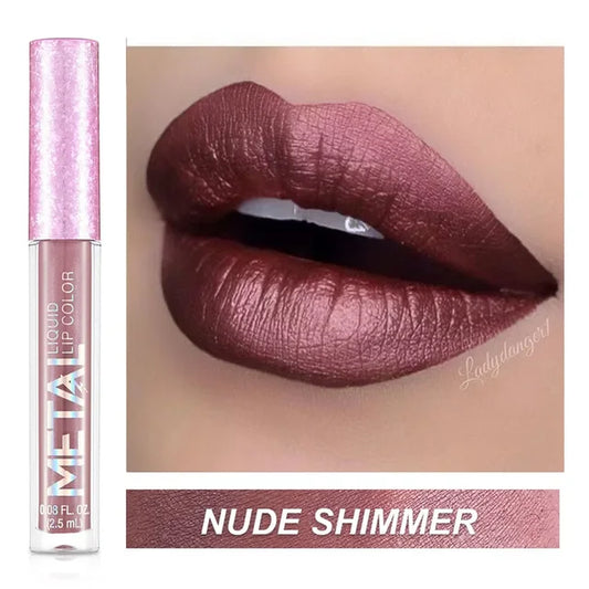 Glitter Metallic Lip Gloss 12 Colors Waterproof Matte Shiny Liquid Lipstick Shimmer Lip Tint Long Lasting Lips Makeup Cosmetics